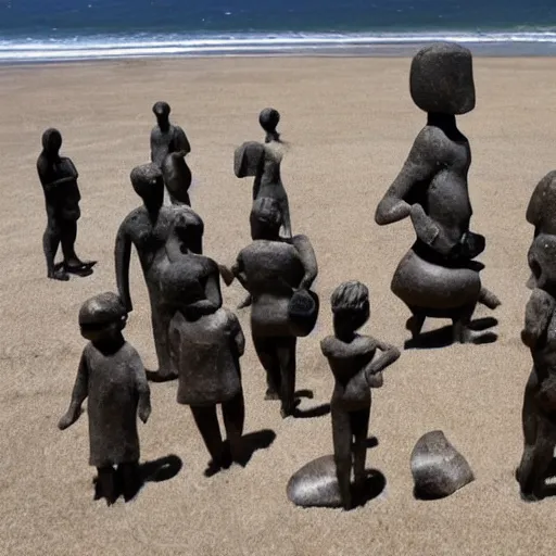 Prompt: This sculpture depicts a scene from the Spanish Civil War, which was a time of great turmoil and strife in Spain. The sculpture shows a group of people on a beach, with the ocean in the background. The people in the sculpture are all different sizes and shapes, and they are all looking in different directions. The sculpture is full of color and movement, and it is very expressive. The sculpture is also very powerful and emotional, and it has a very strong impact on the viewer. ivory by Suzanne Valadon flowing