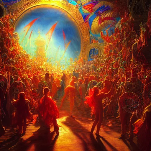 Prompt: Photorealistic Dream Carnival in the style of Michael Whelan and Gustave Dore. Hyperdetailed photorealism, 108 megapixels, amazing depth, glowing rich colors, powerful imagery, psychedelic Overtones, 3D finalrender, 3d shading, cinematic lighting, artstation concept art