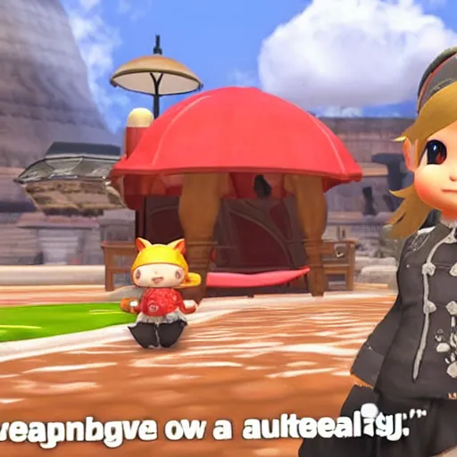 Image similar to a Lalafell eating a burger, FFXIV in-game