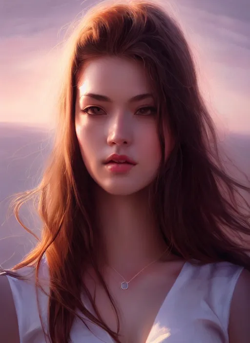 Image similar to high angle photo of a gorgeous young woman in the style of stefan kostic, realistic, sharp focus, 8 k high definition, insanely detailed, intricate, elegant, art by stanley lau and artgerm