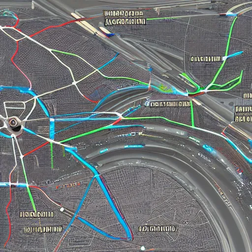 Image similar to a map of the hyperloop train stations on the capital city of mars