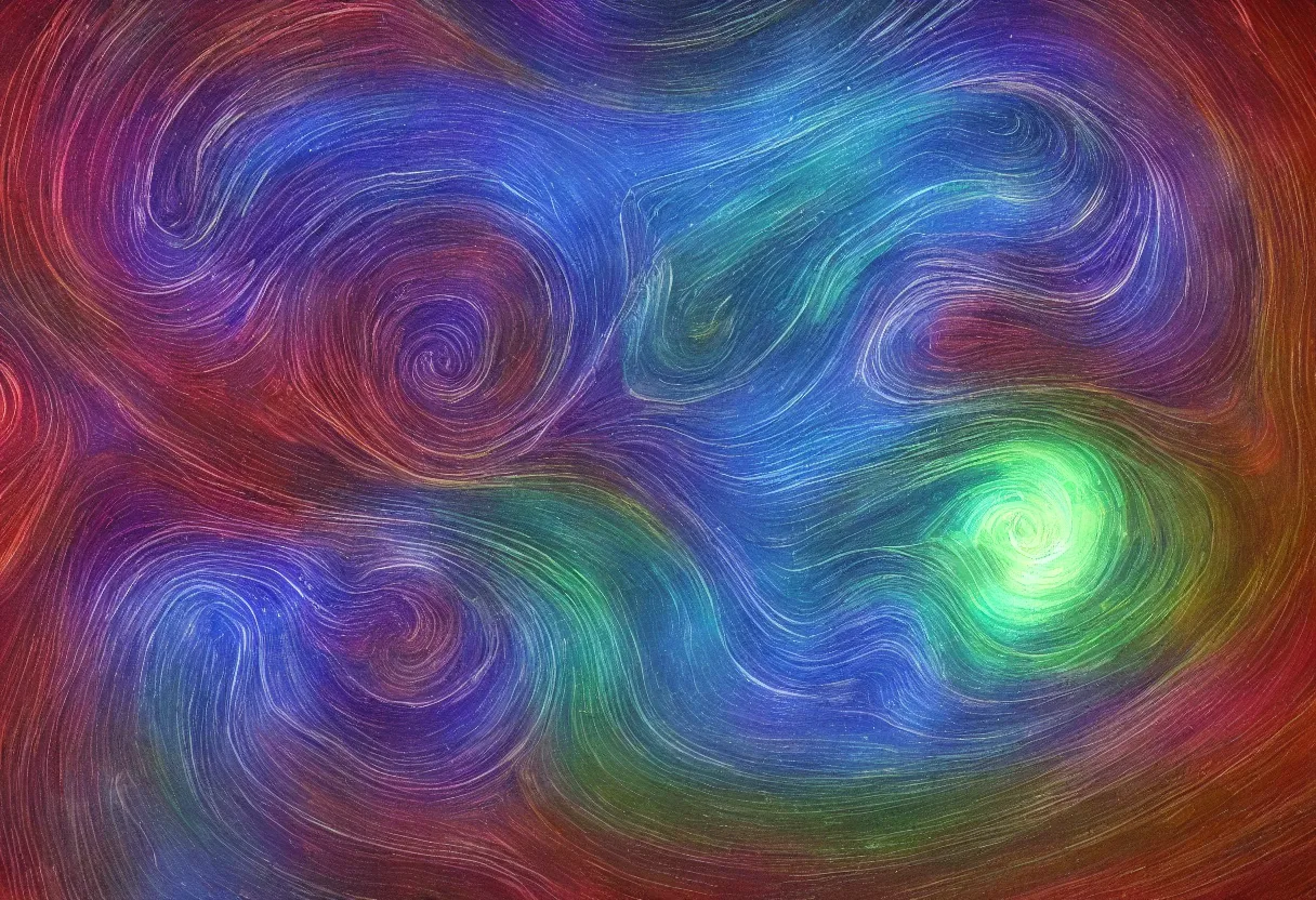 Prompt: the flowing complex abstract swirls of space and time