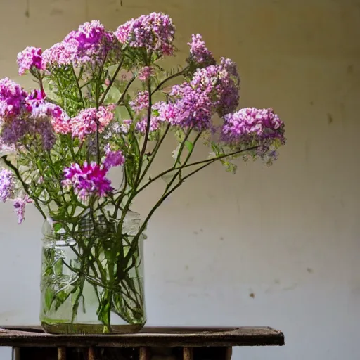 Prompt: flowers growing out of a decayed lamp