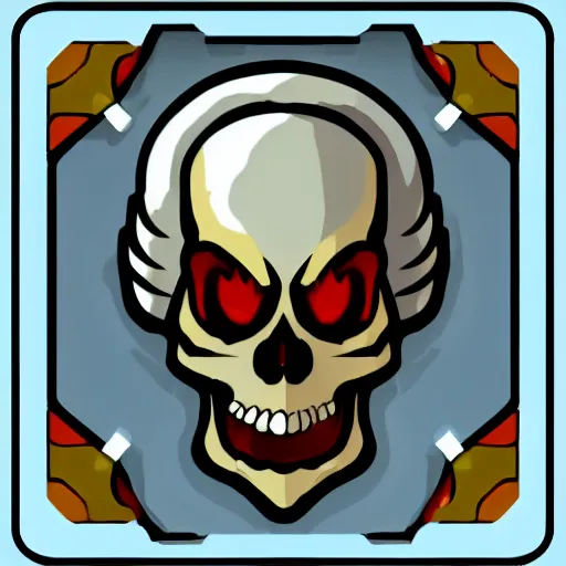 Image similar to flat fantasy art rpg skill icon of divine burning skeleton , trending on behance