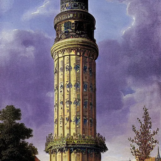 Prompt: Berlin TV tower, gothic architecture, painting by Karl Friedrich Schinkel