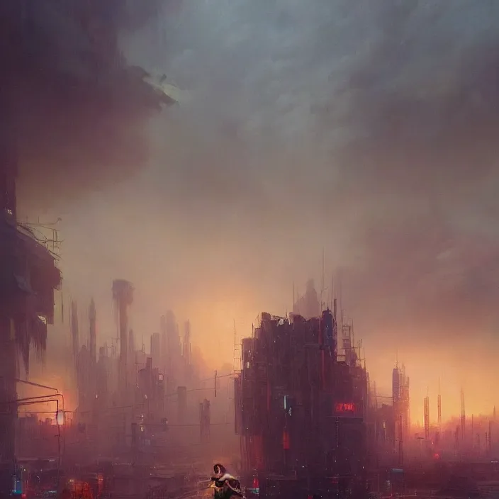 Image similar to a beautiful oil painting of a cyberpunk city on the wasteland by ivan aivazovsky and greg rutkowski and james gurney and frank lloyd and sung choi and dofresh, in style of impressionnisme. hyper detailed, sharp focus, soft light. unreal engine 5 lumen. ray tracing. trending on artstation. oil on canvas