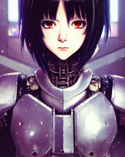 Image similar to portrait Anime cyberpunk cyborg girl in mechanical armor, blame, cute-fine-face, black-hair pretty face, realistic shaded Perfect face, fine details. Anime. Warhammer 40000, realistic shaded lighting, by Ilya Kuvshinov katsuhiro otomo ghost-in-the-shell, magali villeneuve, artgerm, rutkowski, WLOP Jeremy Lipkin and Giuseppe Dangelico Pino and Michael Garmash and Rob Rey and Tsutomu Nihei