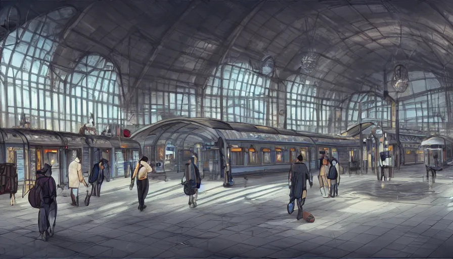 Prompt: dyptopian train station with rats instead of humans, digital art, concept art, wallpaper, photorealistic rendering
