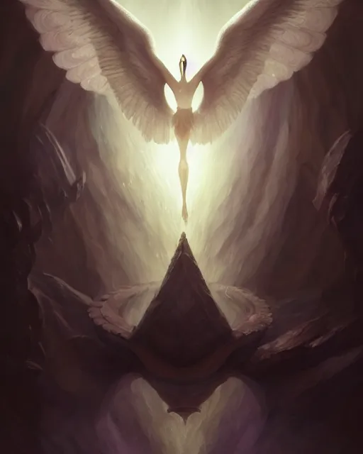 Image similar to Swan, Anthropomorphized, Angelic, Magical, Priest, D&D, artstation, fantasy, magic the gathering artwork, cinematic lighting, centered, symmetrical, highly detailed, digital painting, , concept art, smooth, sharp focus, illustration, volumetric lighting, epic Composition, 8k, art by Akihiko Yoshida and Greg Rutkowski and Craig Mullins, oil painting, cgsociety