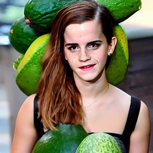 Image similar to emma watson as an avocado chair