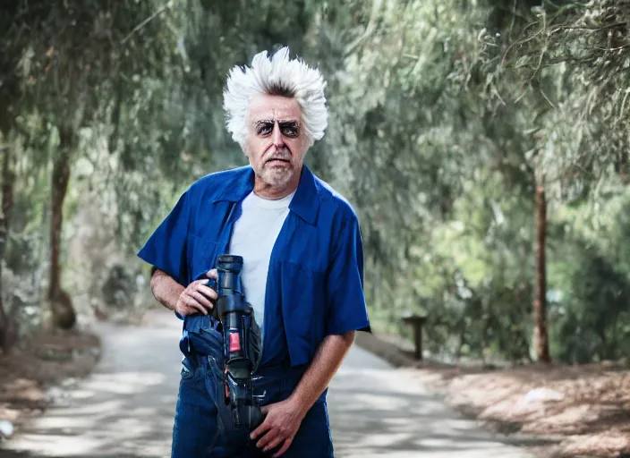 Prompt: portrait photo still of real life rick sanchez, 8 k, 8 5 mm, f. 1 4