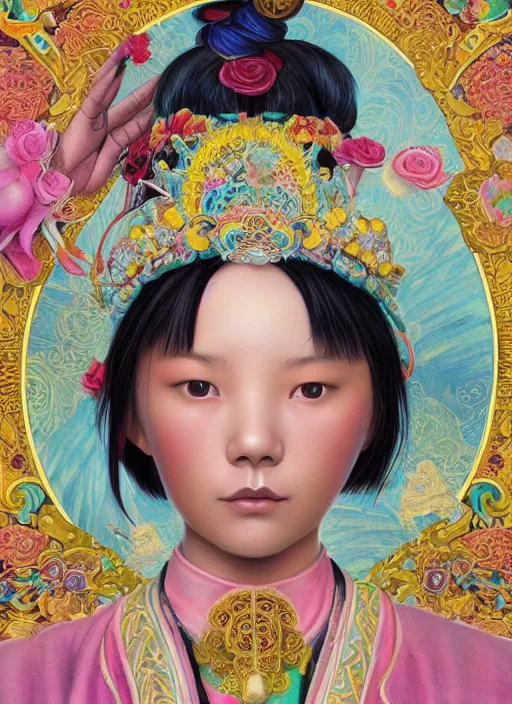 Image similar to lovely tibetan girl : : by martine johanna and simon stalenhag and chie yoshii and casey weldon and wlop : : ornate, dynamic, particulate, rich colors, intricate, elegant, highly detailed, centered, artstation, smooth, sharp focus, octane render, 3 d