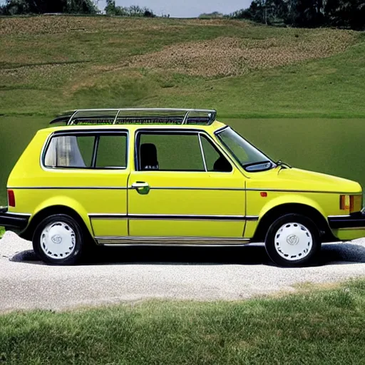 Prompt: 1980 Volkswagen designed by a lime, product photo,