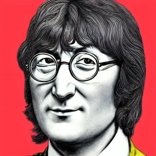 Prompt: portrait of John Lennon, by Robert Crumb