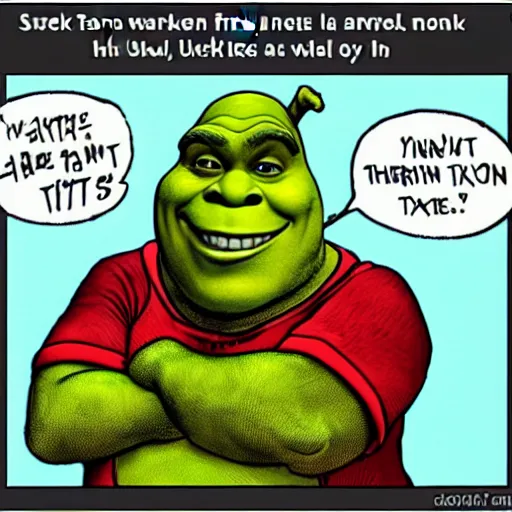 Prompt: shrek is frustrated about his taxes