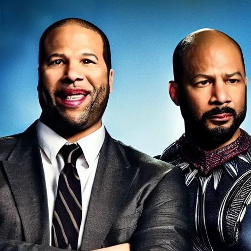 Image similar to key and peele as black panther. professional high budget studio portrait