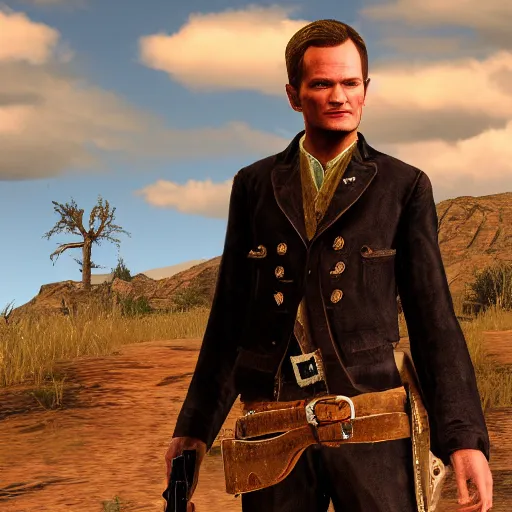 Prompt: Neil Patrick Harris in Red Dead Redemption,