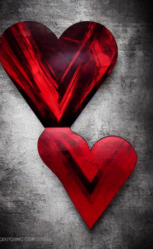 Image similar to a melting Roman numeral clock, behind a red and black gradient background, awith a black heart shaped on the top left corner and a black diamond card shape in the bottom right corner, dynamic lighting, photorealistic fantasy concept art, trending on art station, stunning visuals, cinematic, creative, ultra detailed