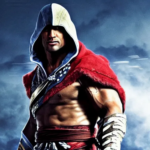 Image similar to dwayne johnson as ezio auditore