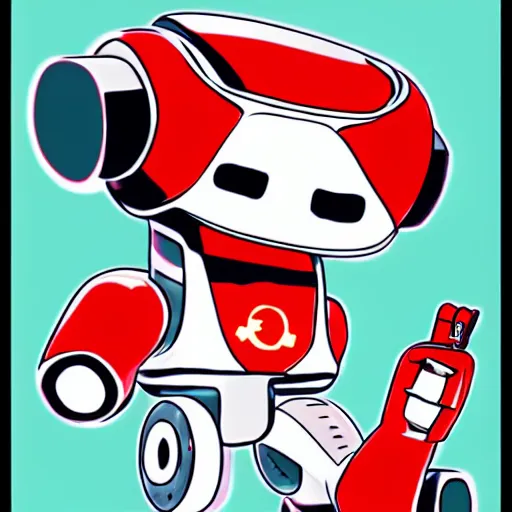 Prompt: cute communist robot , anime, illustration