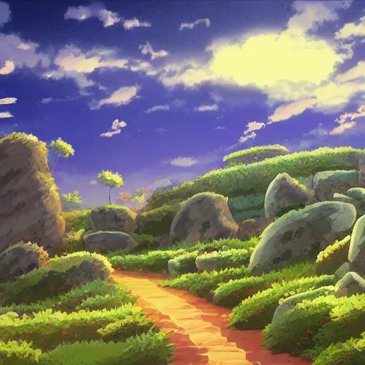 Image similar to landscape of the eternal rest, in the style of studio ghibli, award - winning, 4 k