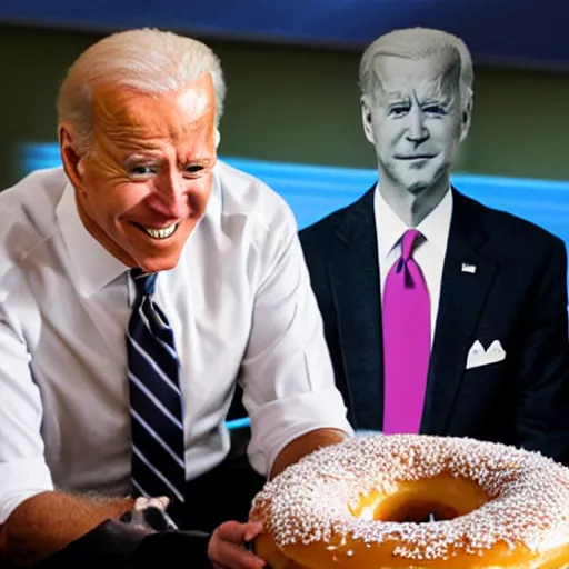 Prompt: Joe Biden eating a very big donut