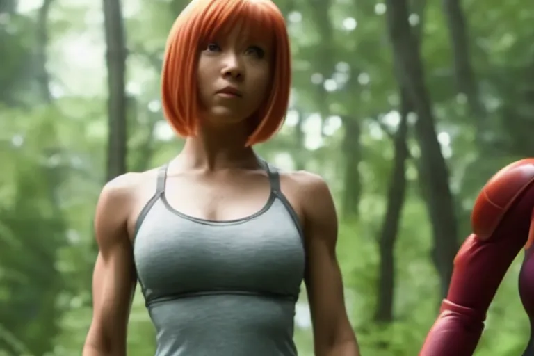 Prompt: samus aran as misty in the new live action pokemon movie