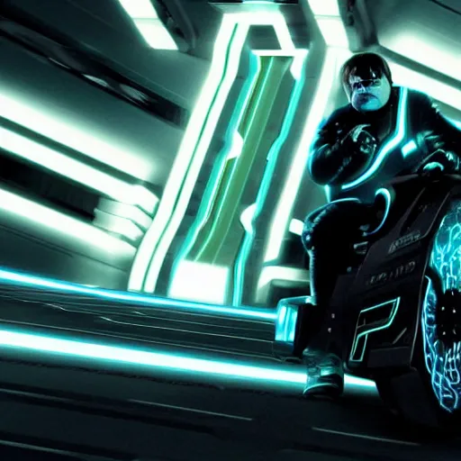 Prompt: jack black in the movie tron legacy ( 2 0 1 0 ), cinematic, film still