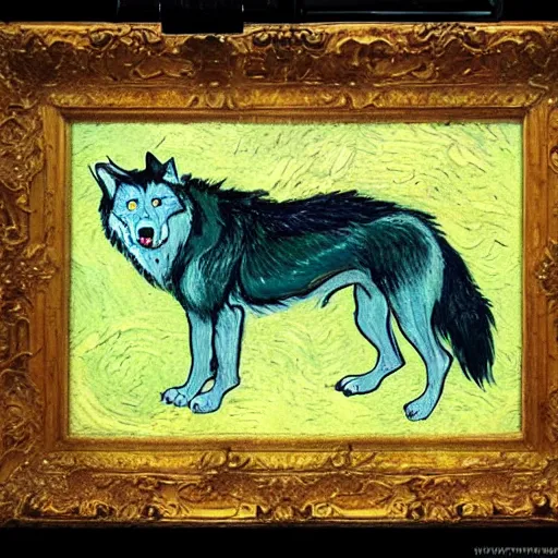 Image similar to retard wolf, van gogh,