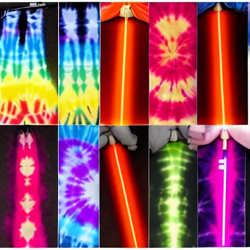 Image similar to a light saber made of tie dye colors inside