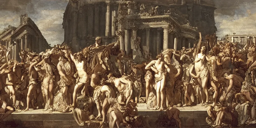 Prompt: Decadence of the Roman Empire