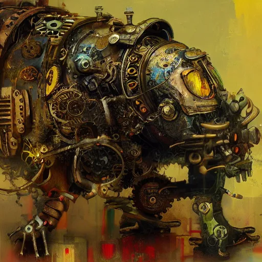 Image similar to steampunk rat, acid, 303, psychedelic, by ruan jia