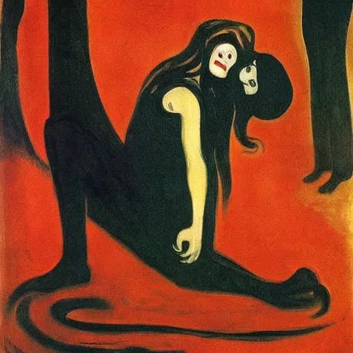 Image similar to vampire painting by edvard munch