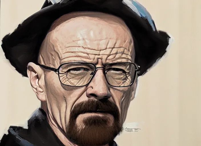 Image similar to a highly detailed beautiful portrait of walter white black, by gregory manchess, james gurney, james jean