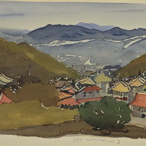 Image similar to watercolor of chuncheon by charles e. burchfield