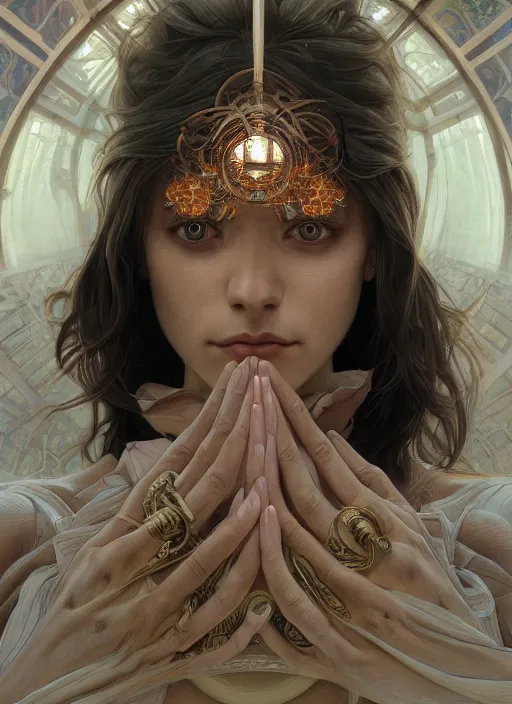 Prompt: symmetry!! hands, machine parts embedded into face, intricate, elegant, highly detailed, digital painting, artstation, concept art, smooth, sharp focus, illustration, art by artgerm and greg rutkowski and alphonse mucha, 8 k