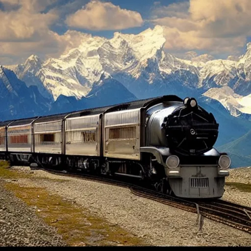 Image similar to Stunning image of The Orient Express navigating The Alps by various artists