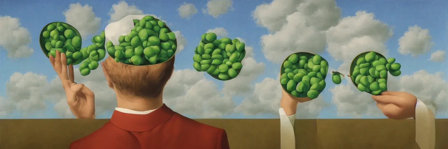 Prompt: mendels peas painting magritte