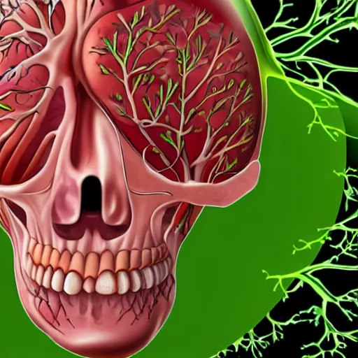 Image similar to green lungs breathing fresh air in anatomical style