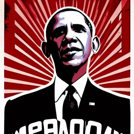 Image similar to Obama “no change” slogan, the world if Obama didn’t want change. Retro Soviet style poster by Shepard Fairey