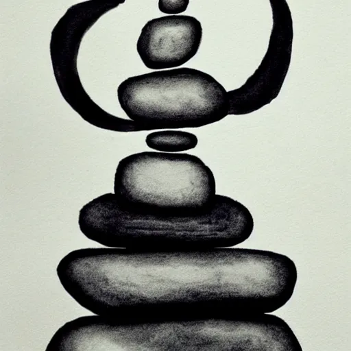 Prompt: zen cairn ink