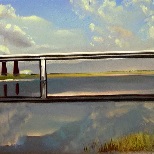 Image similar to beautiful painting of sargent texas bridge by olaf krans