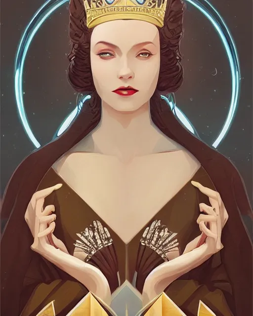 Image similar to portrait of a queen, art deco style, beautiful, elegant, mesmerizing, concept art, highly detailed, smooth, fantastical, artstation, trending, sana takeda