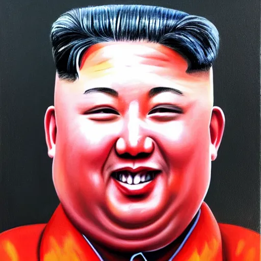 Prompt: a painting of kim jong un