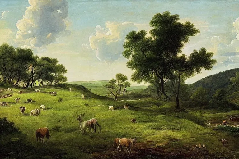 Prompt: pastoral landscape in style of reaction diffusion