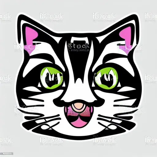 Image similar to cute kitten as an svg sticker, 2 d, flat, vector art