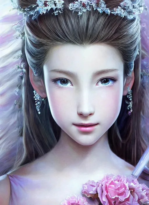 Prompt: elegant Aerith Gainsborough. ultra detailed painting at 16K resolution and epic visuals. epically surreally beautiful image. amazing effect, image looks crazily crisp as far as it's visual fidelity goes, absolutely outstanding. vivid clarity. ultra. iridescent. mind-breaking. mega-beautiful pencil shadowing. beautiful face. Ultra High Definition. process twice.