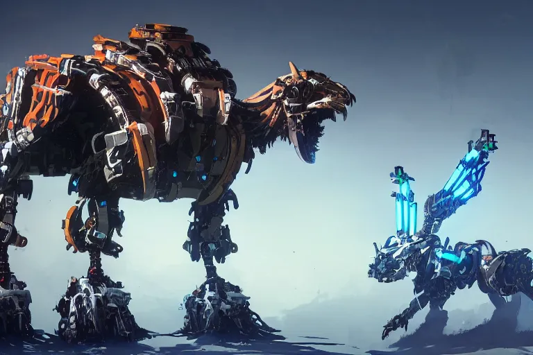 Image similar to bristleback machine mecha animal beast robot of horizon forbidden west horizon zero dawn bioluminiscence global illumination ray tracing hdr fanart arstation by sung choi and eric pfeiffer and gabriel garza and casper konefal