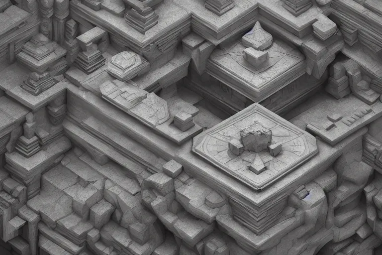 Prompt: depthmap of geometric ancient temple, elegant, highly detailed, smooth, sharp focus, beautiful, geometric, trending on artstation, cinematic, artwork by WLOP