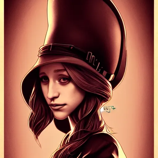 Image similar to in the style of diego fazio, artgerm, beautiful taissa farmiga, steampunk, elegant pose, middle shot waist up, symmetrical face symmetrical eyes, cinematic lighting, detailed realistic eyes, short neck, insanely detailed and intricate elegant